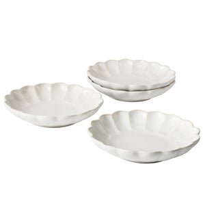 Yuelu Bloom - 4-Piece 9 Inch Dinner Bowl Set - Scallop-Embossed Stoneware