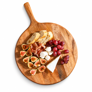 Round Charcuterie Board with Handle - Mango Wood