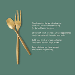 Bloomhouse 20 Piece Stone Washed Flatware 18/10 Stainless Steel Silverware Cutlery Utensil Set With Acacia Wood Caddy