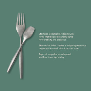 Bloomhouse 20 Piece Stone Washed Flatware 18/10 Stainless Steel Silverware Cutlery Utensil Set With Acacia Wood Caddy