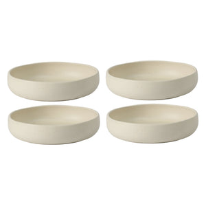 Corsica Clay - 4-Piece Pasta Bowl Set - Reactive Glaze Stoneware, Sea Salt White