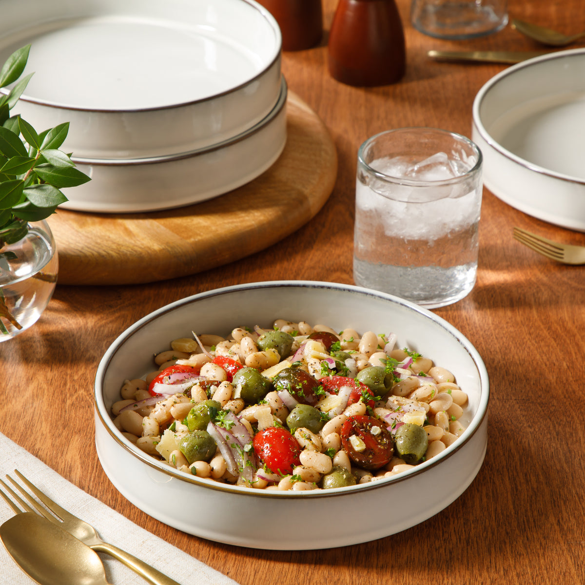 Bloomhouse - Two Time Oprah's Favorite Things WInner - Santorini Mist 4-Piece 8.6-Inch Terracotta Pasta Bowl Set – Moonstone White, Reactive Glaze Round Shallow Walled Dinner & Serving Bowls