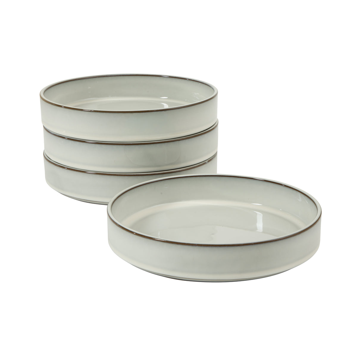 Bloomhouse - Two Time Oprah's Favorite Things WInner - Santorini Mist 4-Piece 8.6-Inch Terracotta Pasta Bowl Set – Moonstone White, Reactive Glaze Round Shallow Walled Dinner & Serving Bowls