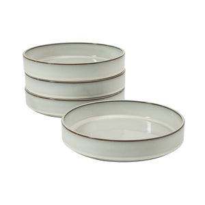 Bloomhouse - Two Time Oprah's Favorite Things WInner - Santorini Mist 4-Piece 8.6-Inch Terracotta Pasta Bowl Set – Moonstone White, Reactive Glaze Round Shallow Walled Dinner & Serving Bowls