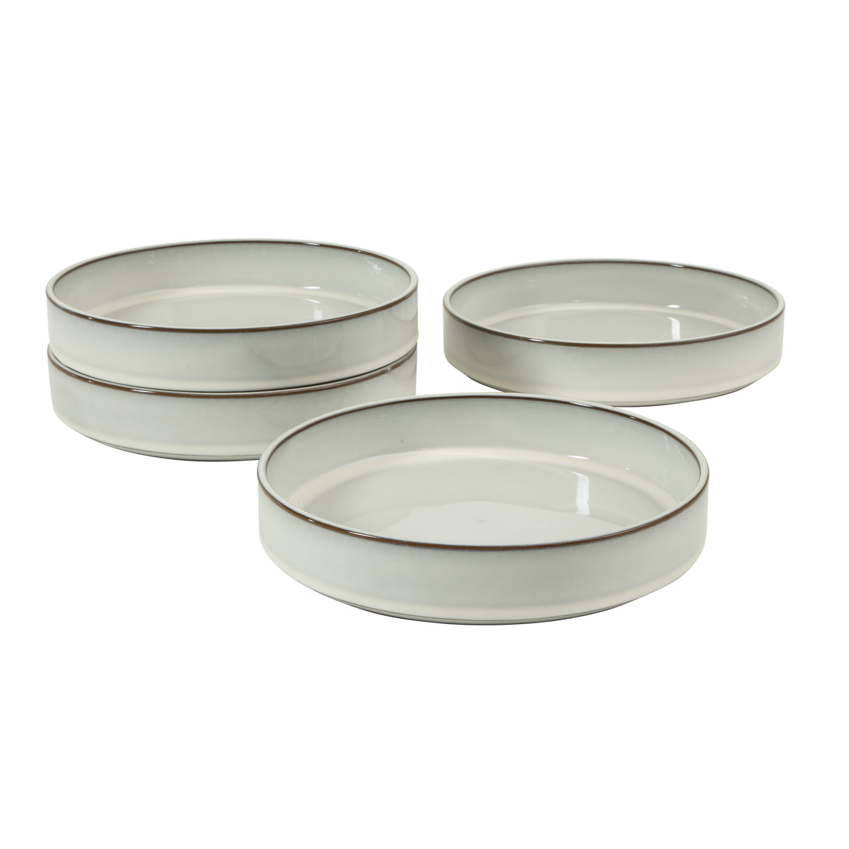 Bloomhouse - Two Time Oprah's Favorite Things WInner - Santorini Mist 4-Piece 8.6-Inch Terracotta Pasta Bowl Set – Moonstone White, Reactive Glaze Round Shallow Walled Dinner & Serving Bowls