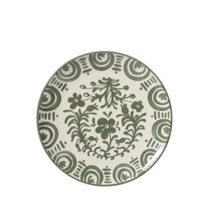 Bloomhouse - 2-Time Oprah’s Favorite Things - Valencia Flor 16 Piece Dinnerware Set, Artisanal Decorated Stoneware Plates & Bowls, Service for 4, Microwave & Dishwasher Safe, Fern Green