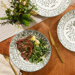 Valencia Flor - 4-Piece 10.75 Inch Dinner Plate Set, Fern Green