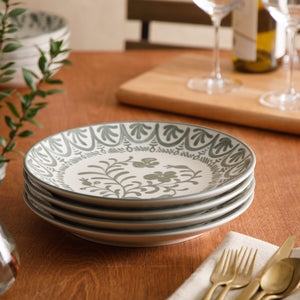 Valencia Flor - 4-Piece 10.75 Inch Dinner Plate Set, Fern Green