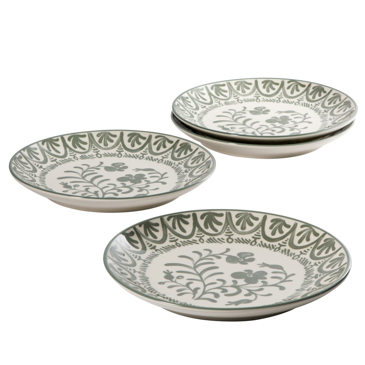 Valencia Flor - 4-Piece 10.75 Inch Dinner Plate Set, Fern Green
