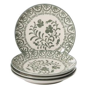 Valencia Flor - 4-Piece 10.75 Inch Dinner Plate Set, Fern Green