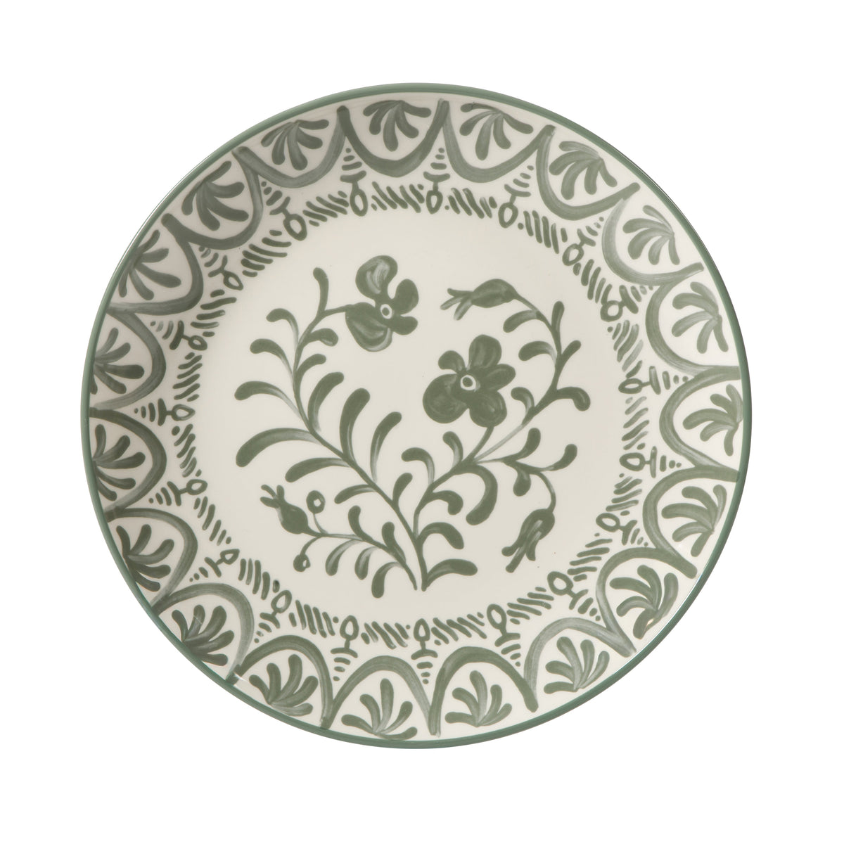 Valencia Flor - 4-Piece 10.75 Inch Dinner Plate Set, Fern Green