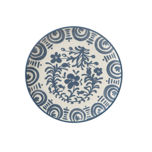 4-Piece 8.75 Inch Salad Plate Set - Stoneware - Valencia Flor - Iris Blue