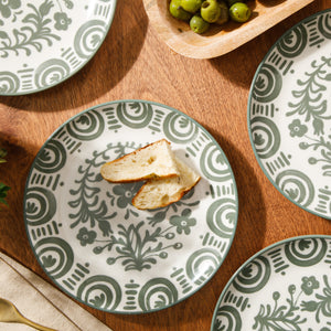Valencia Flor - 4-Piece 8.75 Inch Salad Plate Set, Fern Green