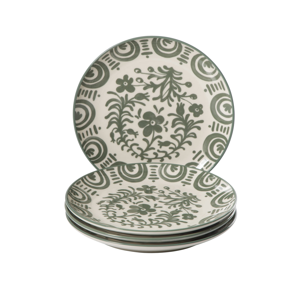 Valencia Flor - 4-Piece 8.75 Inch Salad Plate Set, Fern Green