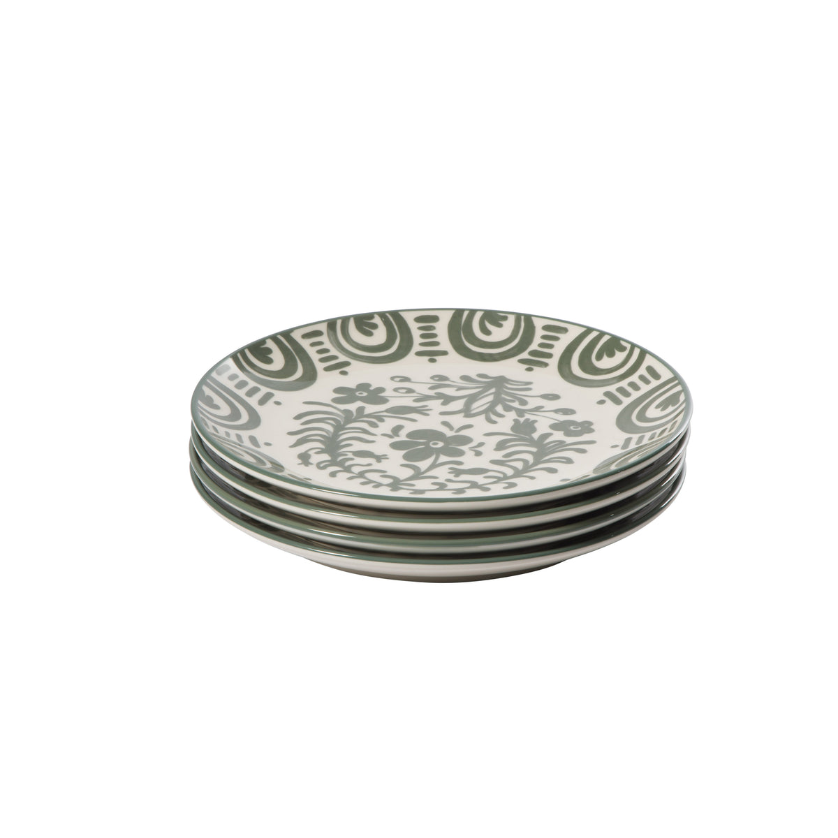 Valencia Flor - 4-Piece 8.75 Inch Salad Plate Set, Fern Green