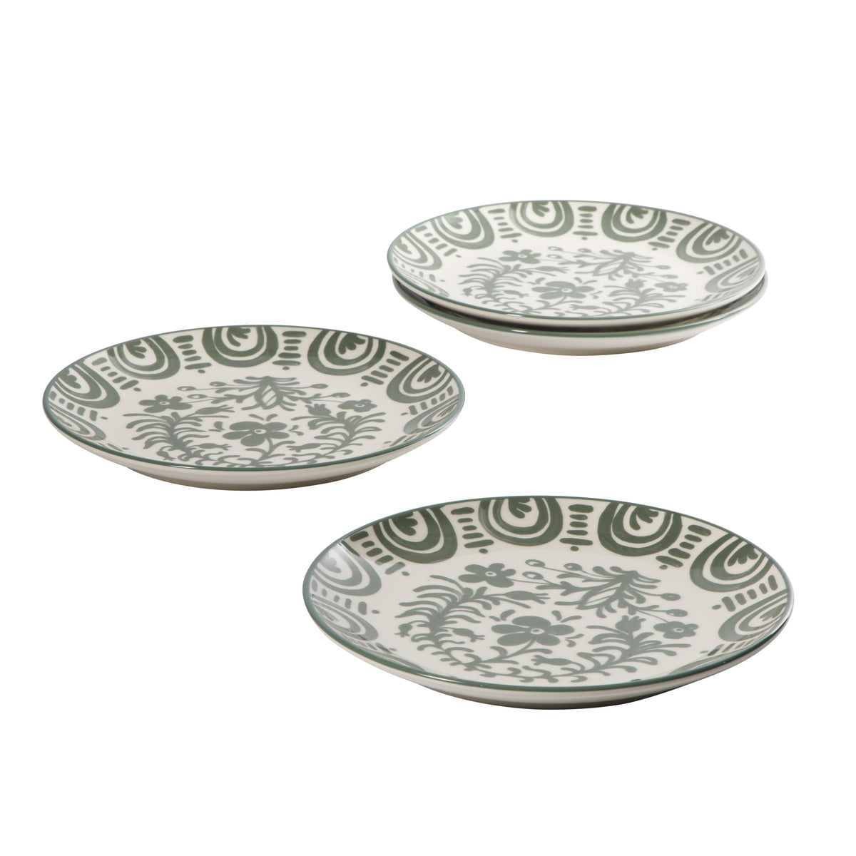 Valencia Flor - 4-Piece 8.75 Inch Salad Plate Set, Fern Green