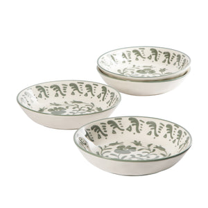 Valencia Flor - 4-Piece 8 Inch Pasta Bowl Set, Fern Green