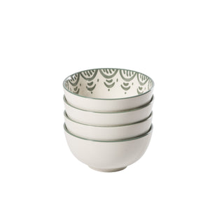Valencia Flor - 4-Piece 6 Inch Cereal Bowl Set, Fern Green