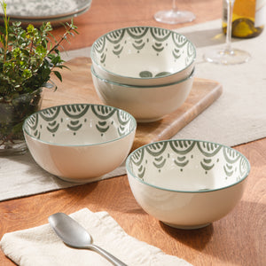 Valencia Flor - 4-Piece 6 Inch Cereal Bowl Set, Fern Green