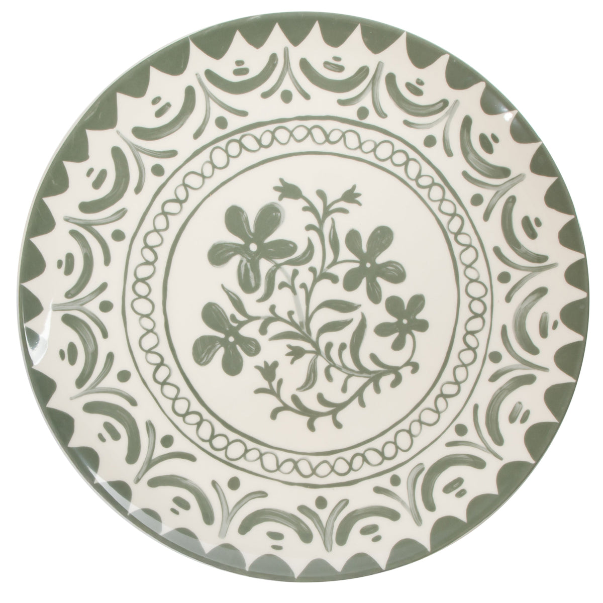 Valencia Flor - 2-Piece 13 Inch Serving Platter Set, Fern Green