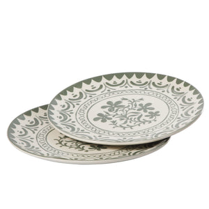 Valencia Flor - 2-Piece 13 Inch Serving Platter Set, Fern Green