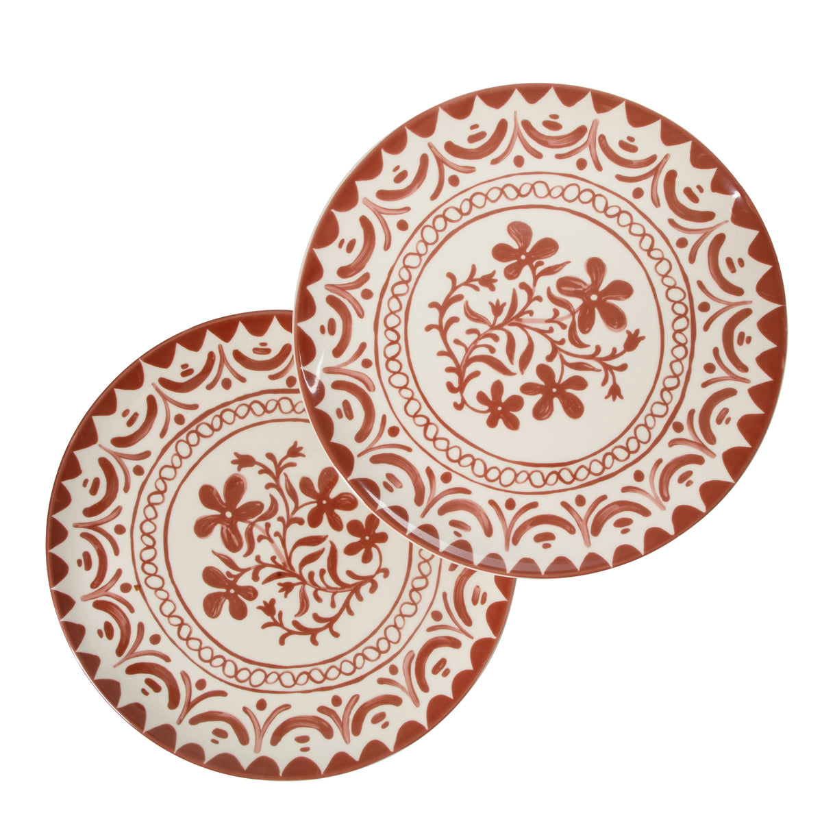 Valencia Flor - 2-Piece 13 Inch Serving Platter Set, Pomegranate Red