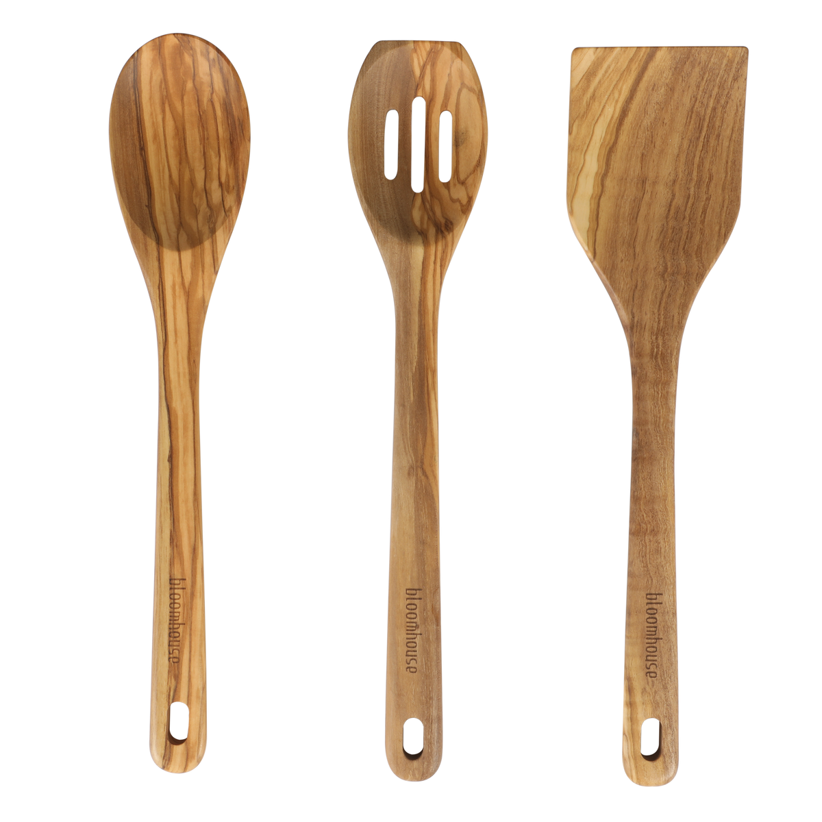 Bloomhouse Italian Olive Wood 3 Piece Extra-Large Kitchen Tool Set
