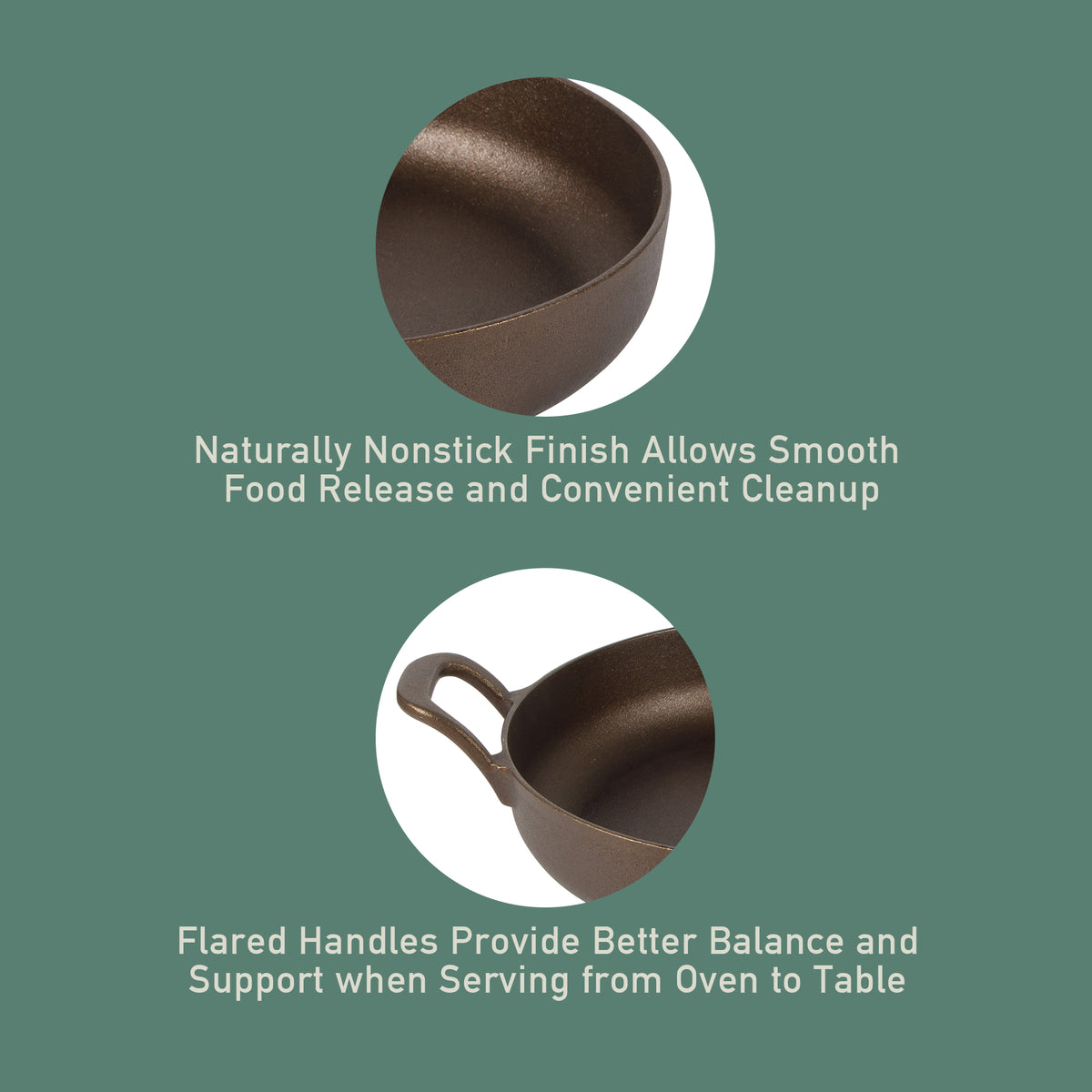 Bloomhouse Natural Bronze Finish 12-Inch Cast Iron Skillet with Long Handle, Helper Handle & Olive Wood Trivet – Fry Pan, Oven & Stovetop Safe