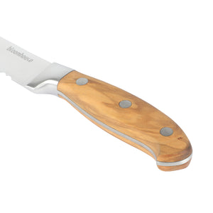 Bloomhouse 8 Inch Bread Knife made with Olive Wood and German Steel
