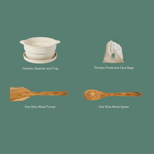 15-Piece Cookware Set - PFAS-Free Ceramic Nonstick Aluminum with Gold Handles, Cappuccino Cream