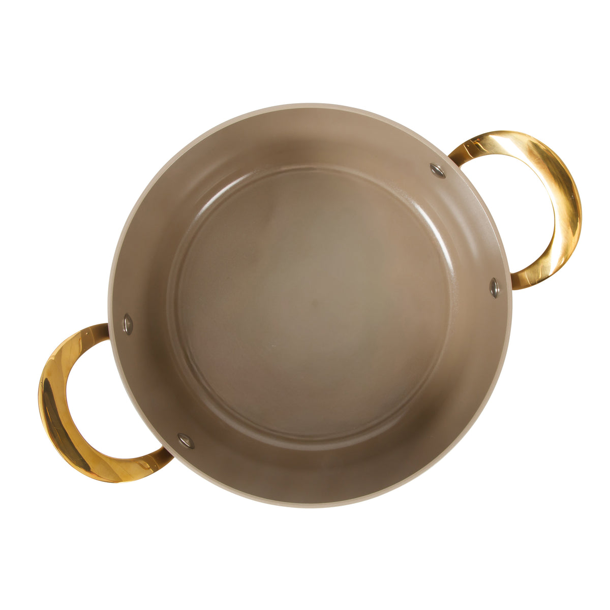 6 Quart Dutch Oven with Lid - PFAS-Free Ceramic Nonstick Aluminum with Gold Handles, Cappuccino Cream
