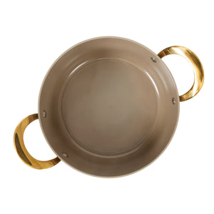 6 Quart Dutch Oven with Lid - PFAS-Free Ceramic Nonstick Aluminum with Gold Handles, Cappuccino Cream