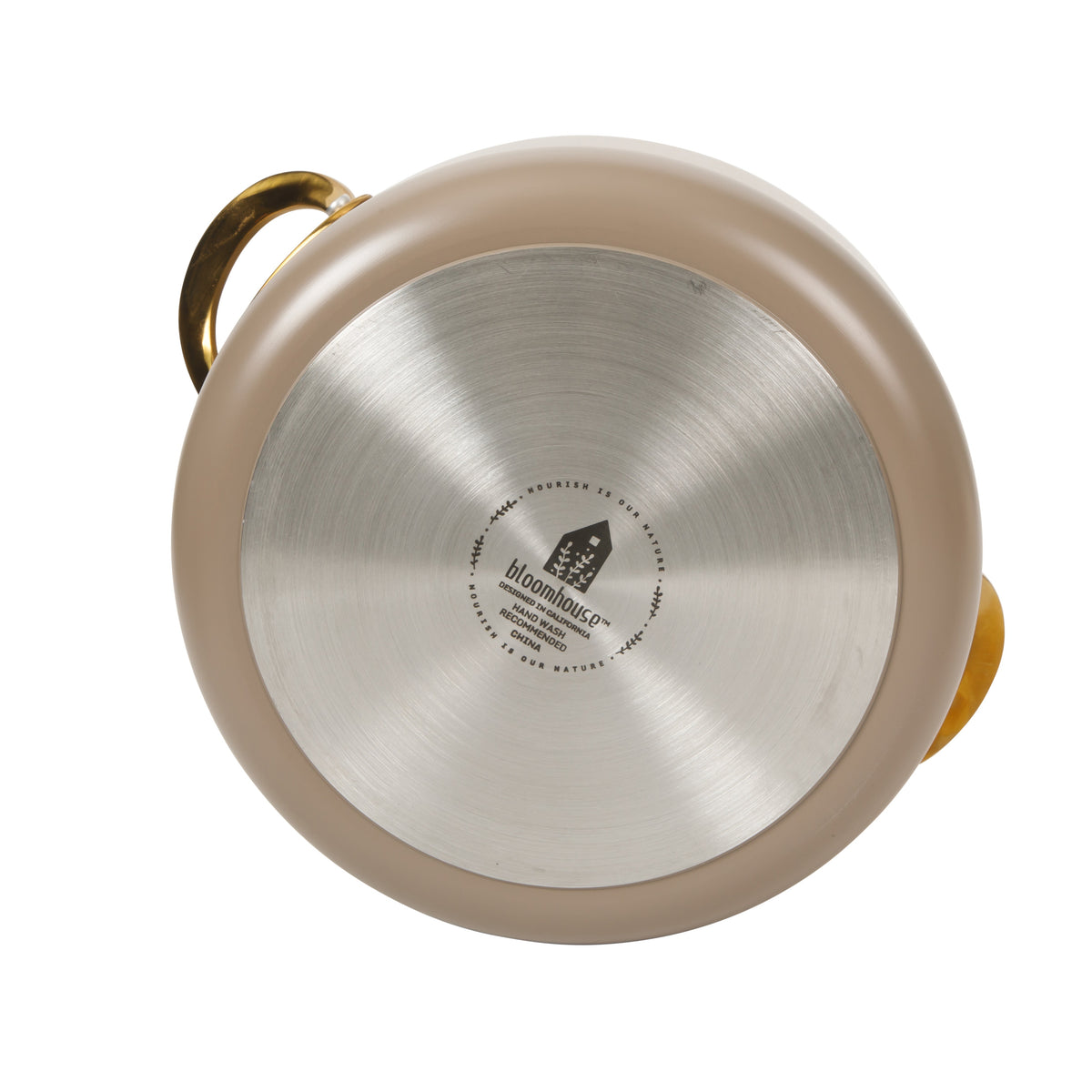 6 Quart Dutch Oven with Lid - PFAS-Free Ceramic Nonstick Aluminum with Gold Handles, Cappuccino Cream
