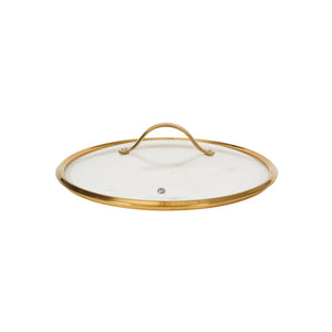 6 Quart Sauté Pan with Lid - PFAS-Free Ceramic Nonstick Aluminum with Gold Handles, Cappuccino Cream