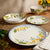 Bloomhouse Posy Blossom 16 Piece Double Bowl Hand Painted Stoneware Plates and Bowls Floral Dinnerware Set