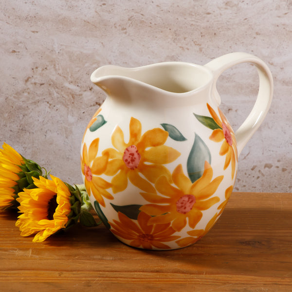 Bloomhouse Sunnyflower 2.6-Quart Hand-Painted Stoneware Pitcher