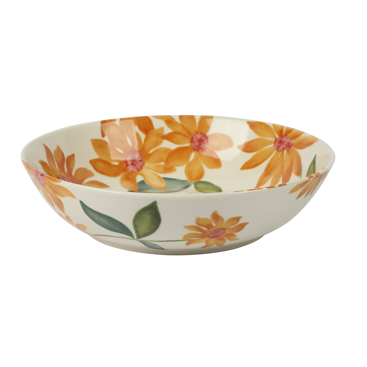 Bloomhouse Sunnyflower 2-Piece Hand-Painted Stoneware Platter and Bowl Serveware Set