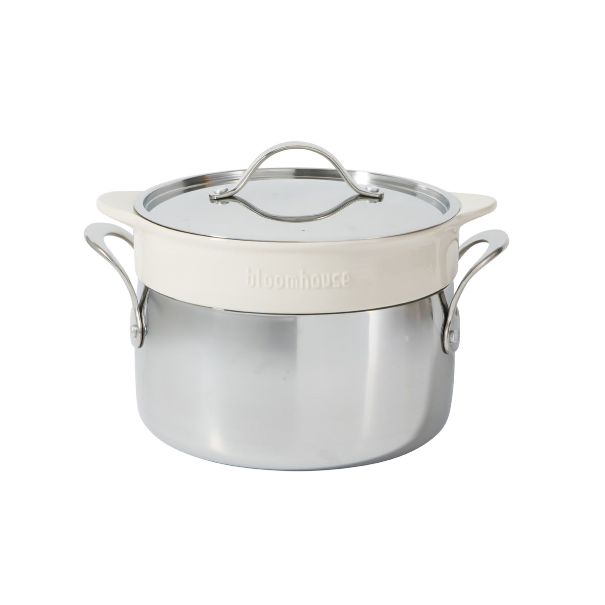 Bloomhouse 8 Piece Triply Stainless Steel Pots and Pans Cookware Set W/ Non Toxic Pro Ceramic Non Stick Interior