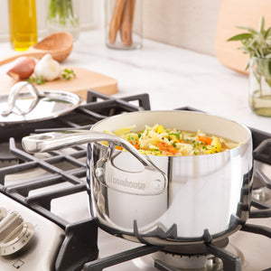 Bloomhouse 3-QT Triply Stainless Steel Sauce Pan w/ Non-Stick Non-Toxic Pro Ceramic Interior