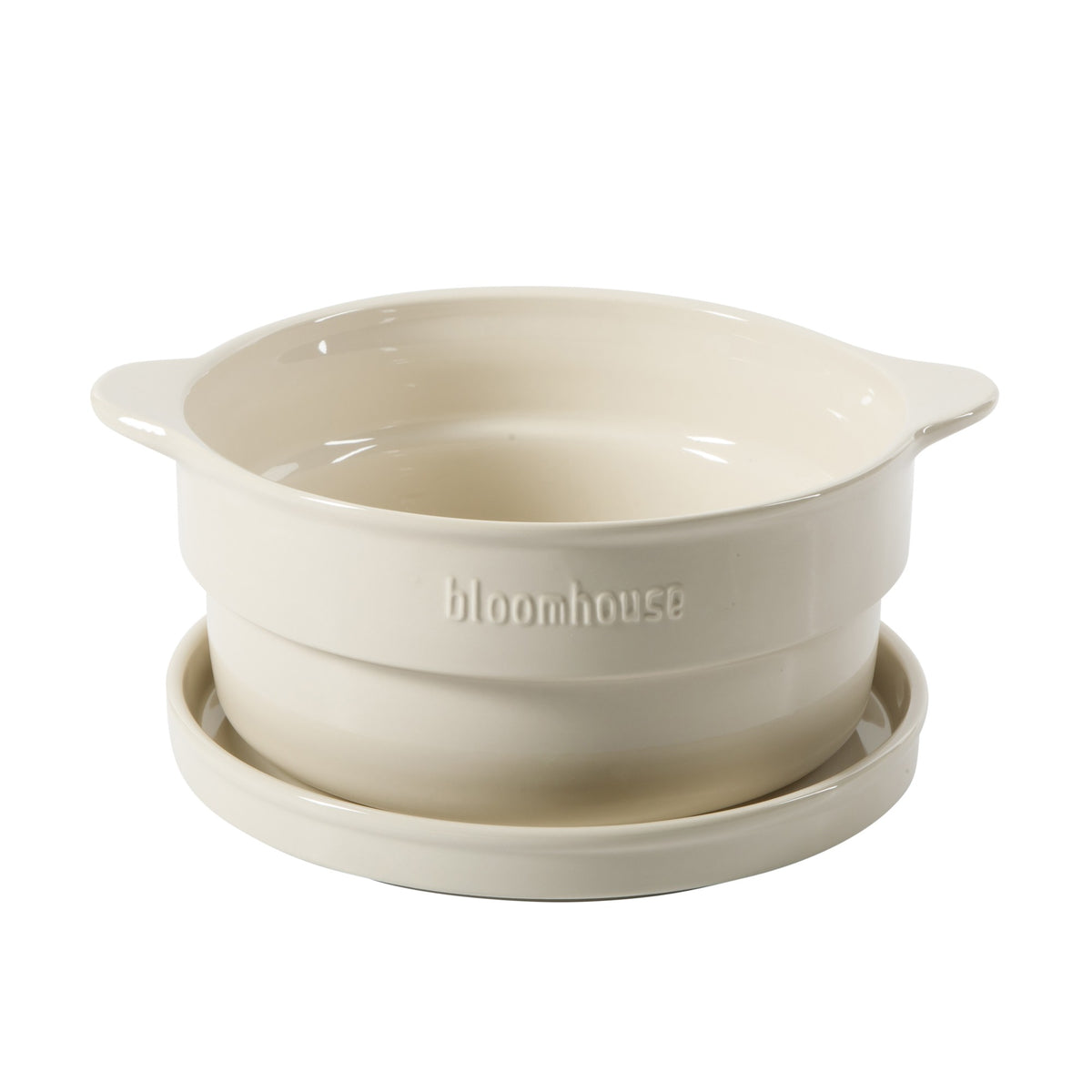 Bloomhouse 15 Piece Pots and Pans Heavy Duty Aluminum Premium PFA Free Ceramic Nonstick Dutch Oven Pot with Lid - Linen White with Gold Handle