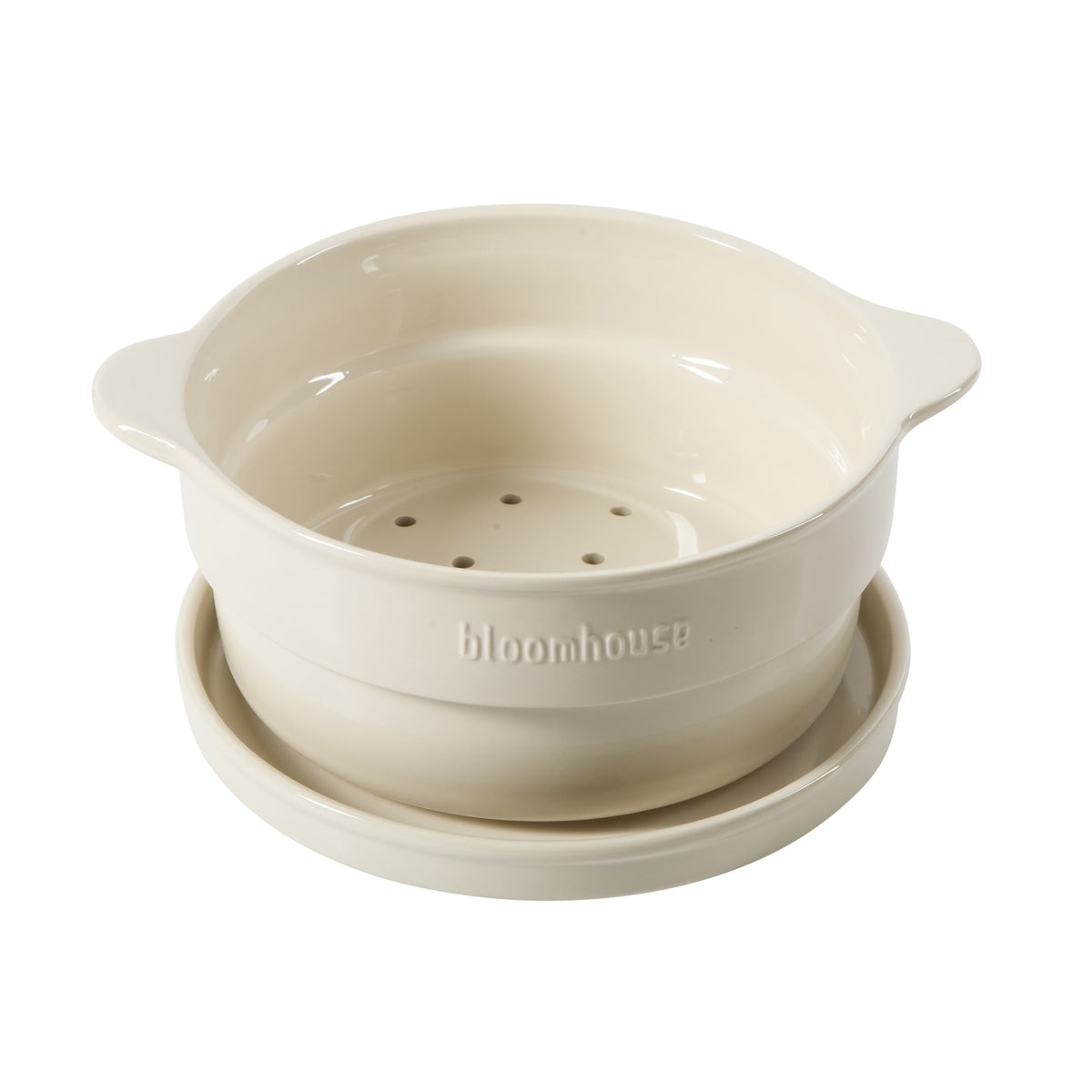 Bloomhouse 15 Piece Pots and Pans Heavy Duty Aluminum Premium PFA Free Ceramic Nonstick Dutch Oven Pot with Lid - Linen White with Gold Handle