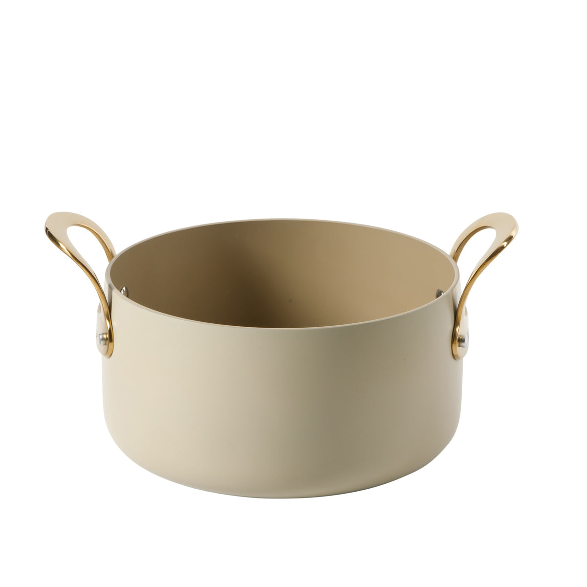 Bloomhouse 15 Piece Pots and Pans Heavy Duty Aluminum Premium PFA Free Ceramic Nonstick Dutch Oven Pot with Lid - Linen White with Gold Handle