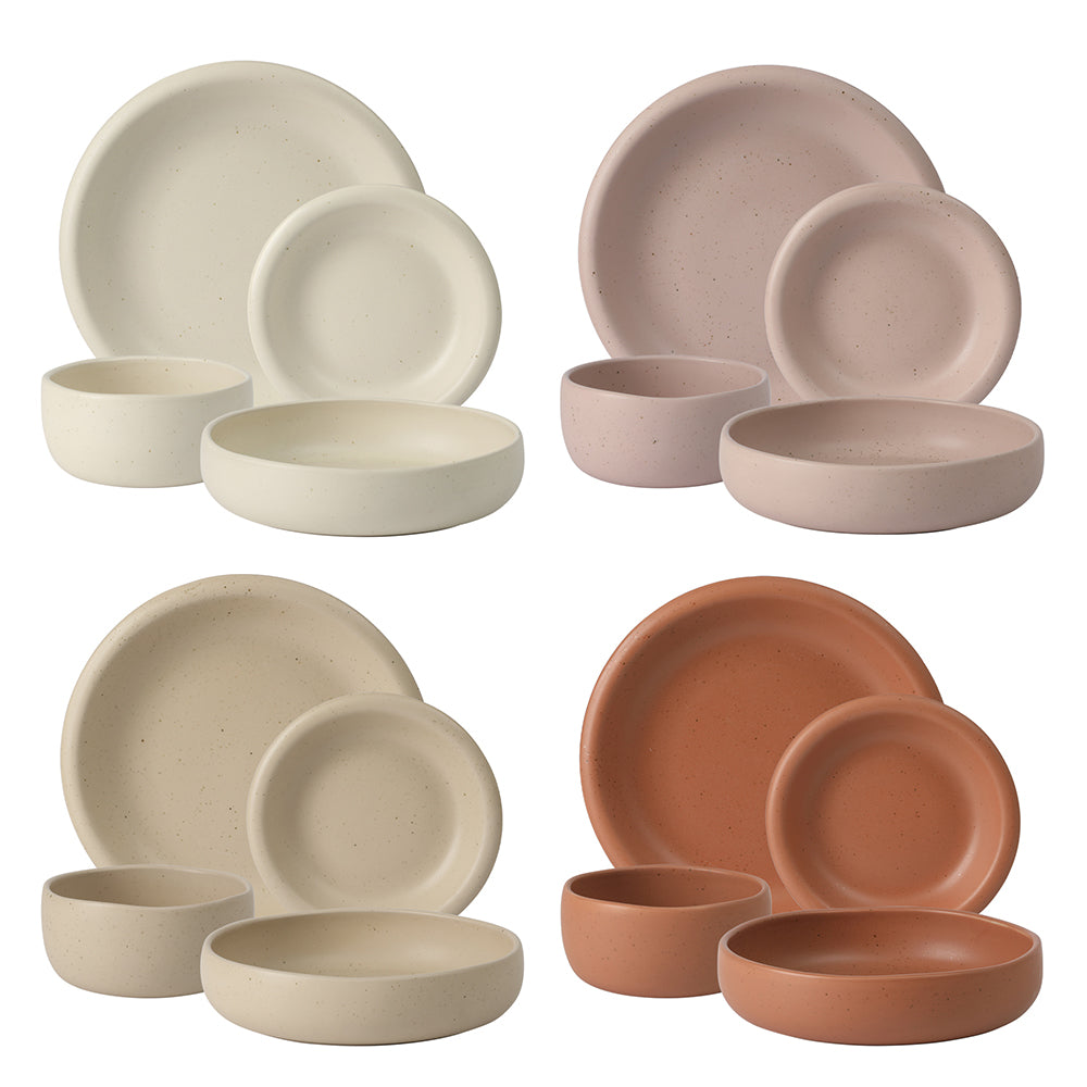 Clay Tableware Corsica Clay - 16-Piece Dinnerware Set for 4 - Reactive Glaze Stoneware ...