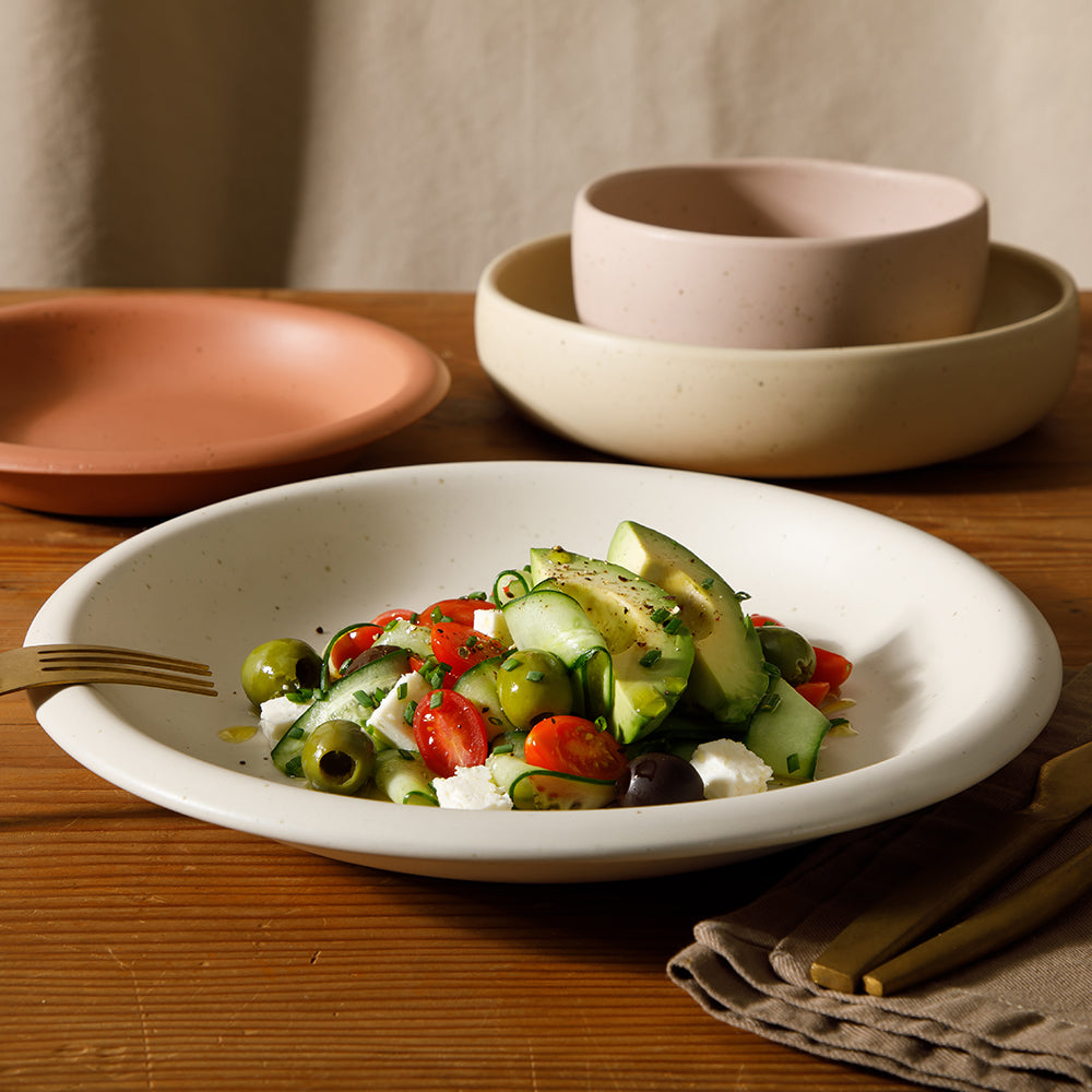 Bloomhouse Corsica Clay 16 Piece Double Bowl Stoneware Reactive Glaze Dinnerware Set - Assorted Colors