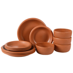 Bloomhouse Corcisa Clay 12 Piece Stoneware Reactive Glaze  Dinnerware Set