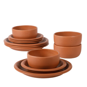 Bloomhouse Corcisa Clay 12 Piece Stoneware Reactive Glaze  Dinnerware Set