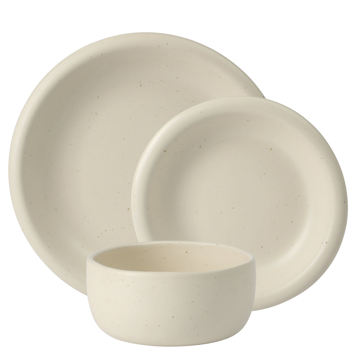 Corsica Clay - 12-Piece Dinnerware Set - Reactive Glaze Stoneware - Sea Salt White