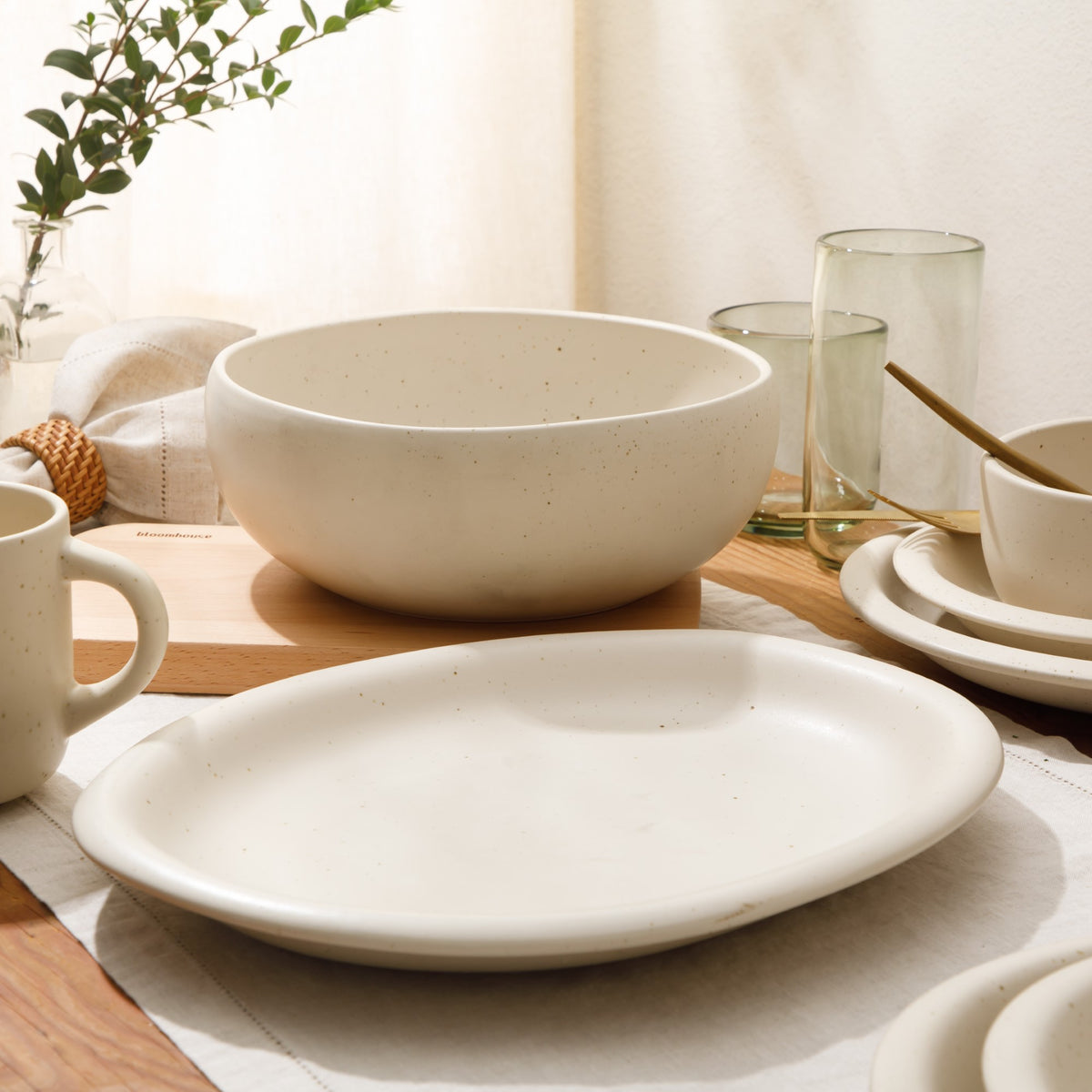 Bloomhouse Corsica Clay 2 Piece Oval Platter and Bowl Serving Set