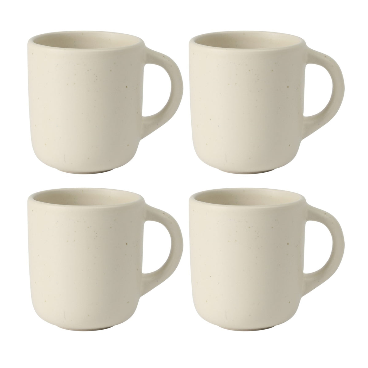 Corsica Clay - 4-Piece Mug Set - Reactive Glaze Stoneware - Sea Salt White