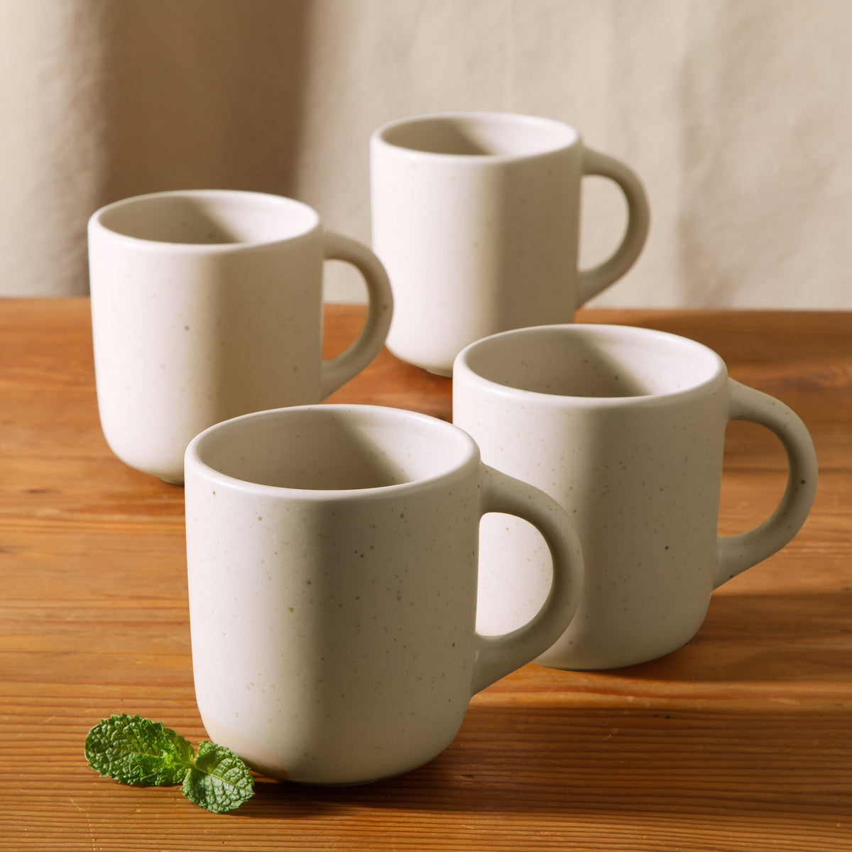 Corsica Clay 4 Piece Mug Set, Sea Salt White